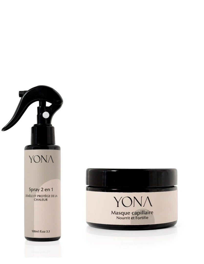 COFFRET MASQUE ET SPRAY 2 EN 1 DÉMÊLANT ET PROTECTEUR DE CHALEUR